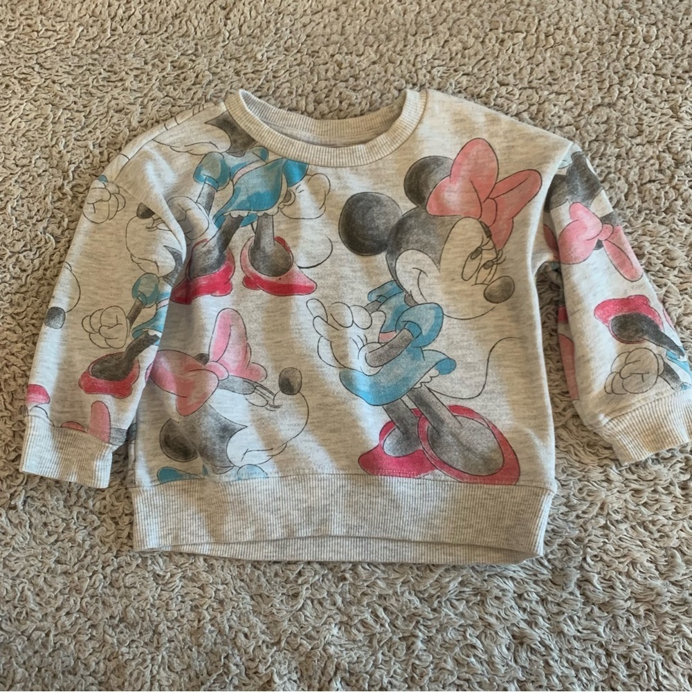 Disney Minnie Mouse Kids Sweatshirt - Gray, Blue, and Pink